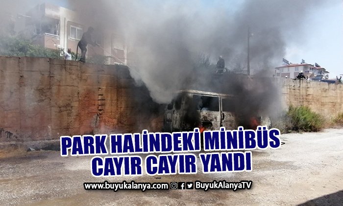 Park halindeki minibüs alevlere teslim oldu