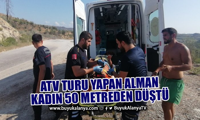 ATV turu yapan turist kadın 50 metreden düştü eşi arkasından gidince ağaca takılı kaldı