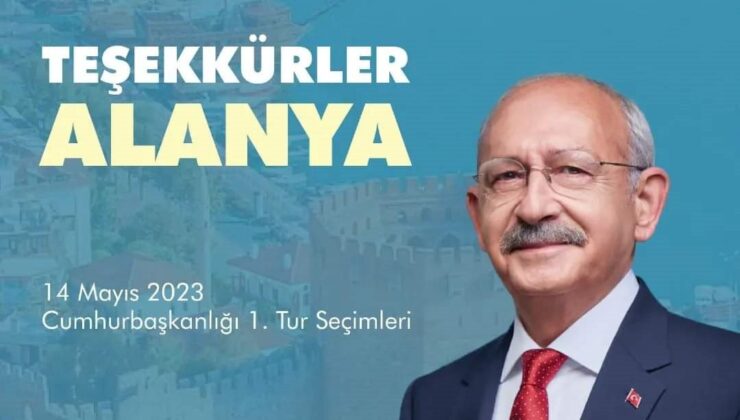 Kılıçdaroğlu’ndan Alanya seçmenine teşekkür