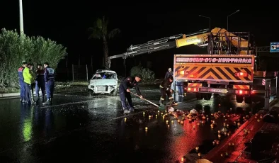 Alanya Tüneller’de araç takla attı BİR YARALI