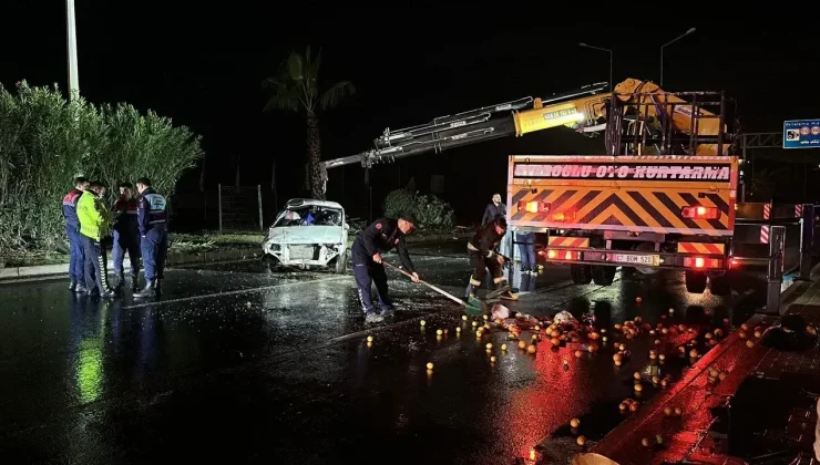 Alanya Tüneller’de araç takla attı BİR YARALI