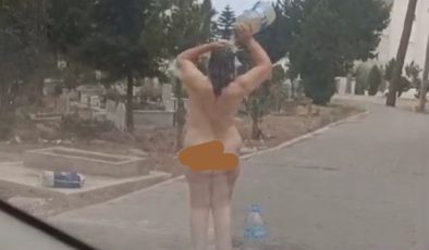 Alanya’da mezarlıkta çırılçıplak duş alan kadının niyeti belli oldu VİDEO HABER